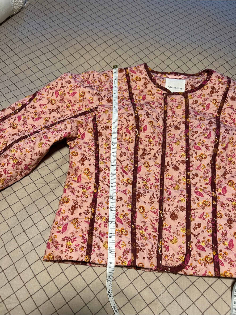 Avec Les Filles Pink Floral Quilted Jacket - Picture 8 of 14